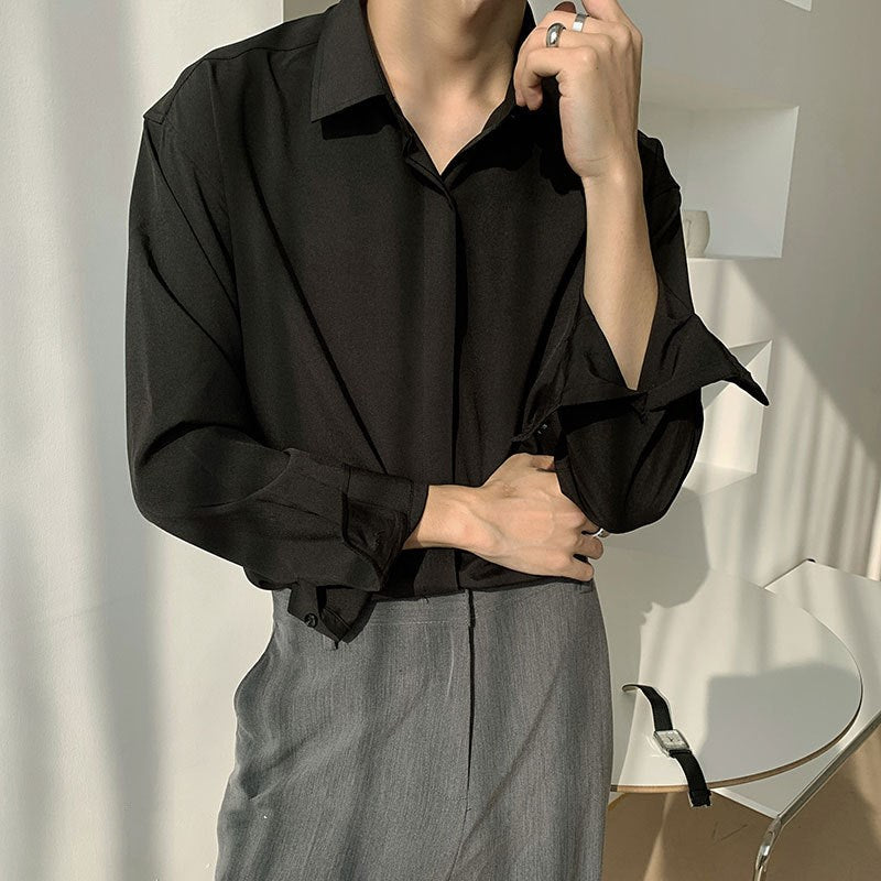 Long Sleeve Retro Style Drape Shirt