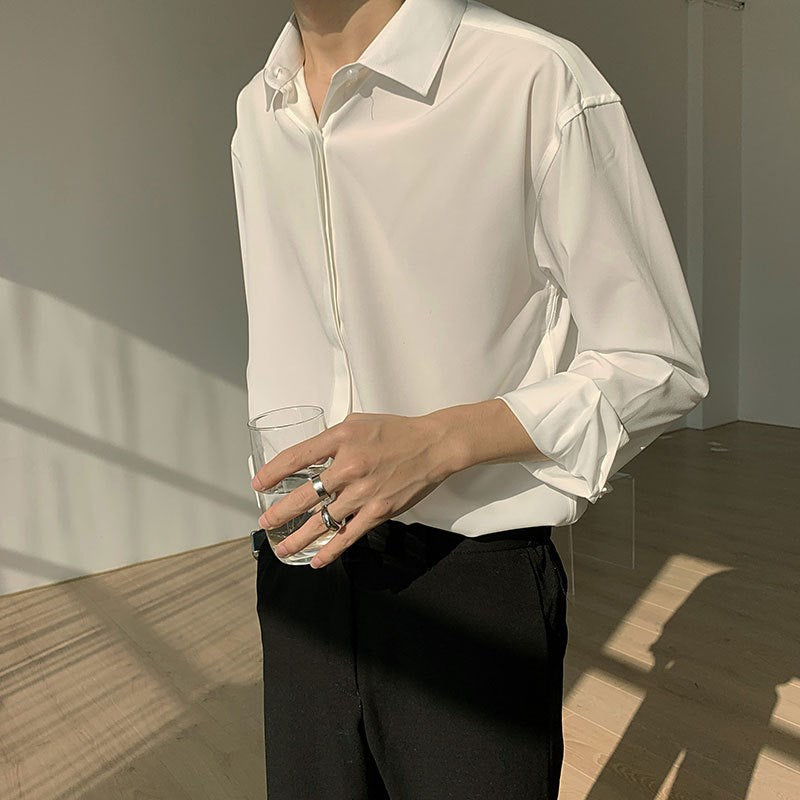 Long Sleeve Retro Style Drape Shirt
